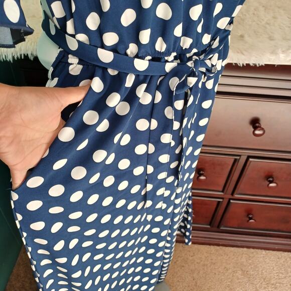 We Love Fashion Jumpsuit Romper Navy Blue White Polka Dots XL - Picture 4 of 9